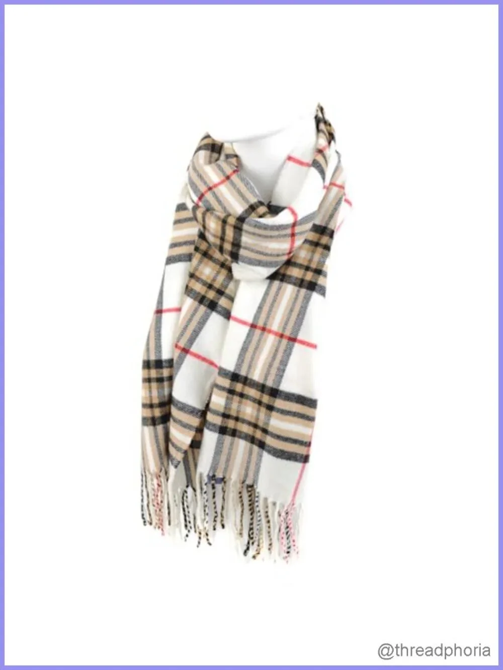 Unisex Cashmere Feel Acrylic Plaid Winter Scarf 66